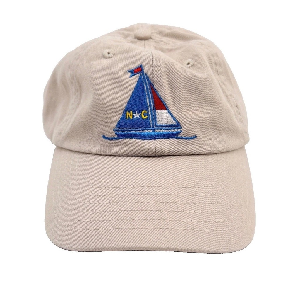 Royal Resortwear Hat Mens OS Tan Sailboat NC North Carolina Dad Cap Beach Summer